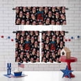 thumbnail image 3 of Happy 4th Of July Kitchen Curtains Valances 3 Piece Set, USA Flag Bow Hat Windmills Glasses Black Background Rod Pocket Tier Curtain and Valance Drapes for Small Window 24 Inch Length for Bedroom, 3 of 9