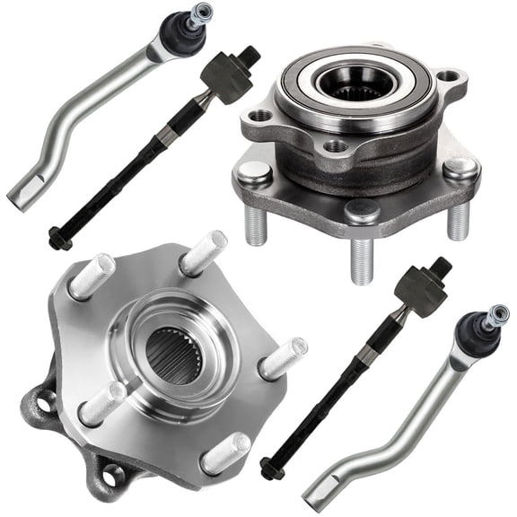 Detroit Axle - Front Wheel Bearing Hubs Tie Rods for Nissan Rogue Sport Qashqai, 2 Wheel Bearing and Hubs 4 Inner Outer Tie Rods Replacement