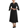 thumbnail image 2 of INSPIRE CHIC Women's Formal Dress Zipper Front Bell Sleeves Business Office Midi A-Line Dresses S Black, 2 of 5
