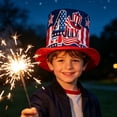 thumbnail image 5 of BiFandian 4th of July American Flag Tall Top Hat, Patriotic Red White Blue Star Stripe Party Hats, Wide Brim Star Printed Tall Cylinder Hat for Independence Day Memorial Day Decor, 5 of 7