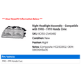 thumbnail image 2 of Right Headlight Assembly - Compatible with 1990 - 1991 Honda Civic, 2 of 2