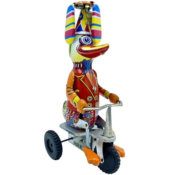 8" Collectible Duck on Bike Tin Toy