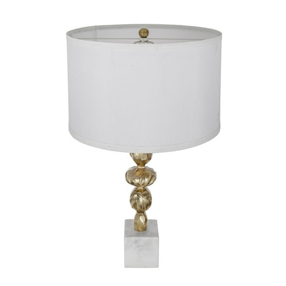 A&B Home Table Lamp with Collapsible Drum Shade - 15" x 15" x 29" - Gold/Natural/White