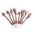 thumbnail image 1 of 8Pcs Retro Mixed Aluminum Handle Crochet Hook Knitting Neddles Set for Beginner Animal Flower Shape (Brown), 1 of 8