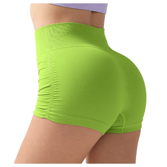 felwors Hidden Scrunch Booty Lifting Seamless Workout Shorts Athletic Gym Running Yoga Green for Size L
