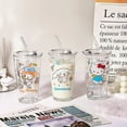 thumbnail image 2 of Transparent Glas Vattenkopp Söt Tecknad Frukostkopp Sugrör Med Lock Mjölk Juice Vattenkopp Glas Sippy Kopp Barnpresent, 2 of 3
