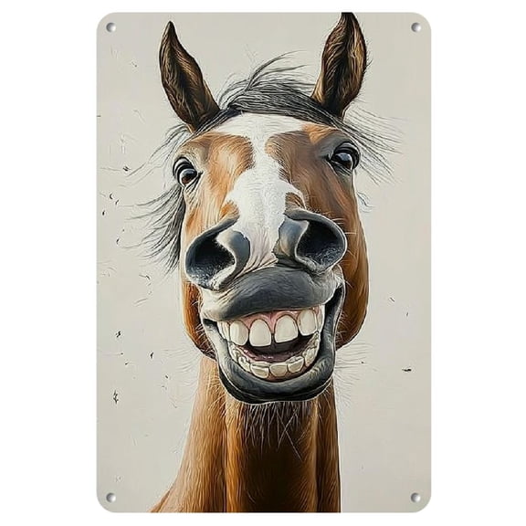 1pc, Vintage Style Wall Hanging Iron Metal Sign - Funny Horse Face Decorative Plaque for Streets, Garages, Cafes, Homes, Bars, Bathrooms, Bedrooms, Farms, Gardens, 8*12Inch(20*30cm)