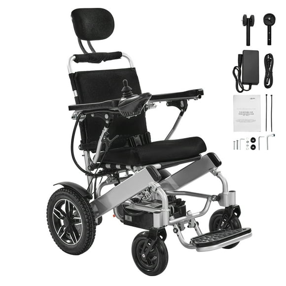 KFFKFF Electric Wheelchair for Adults, 300lbs Capacity with Adjustable Backrest, Foldable & Lightweight Motorized Wheelchair, 13-Mile Range, All-Terrain Powered Chair