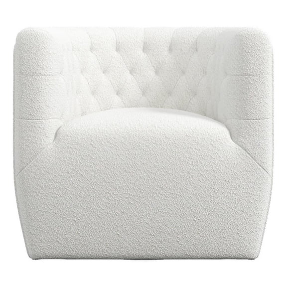 Lutton Modern Living Room Round Back Boucle Fabric Swivel Chair in Cream