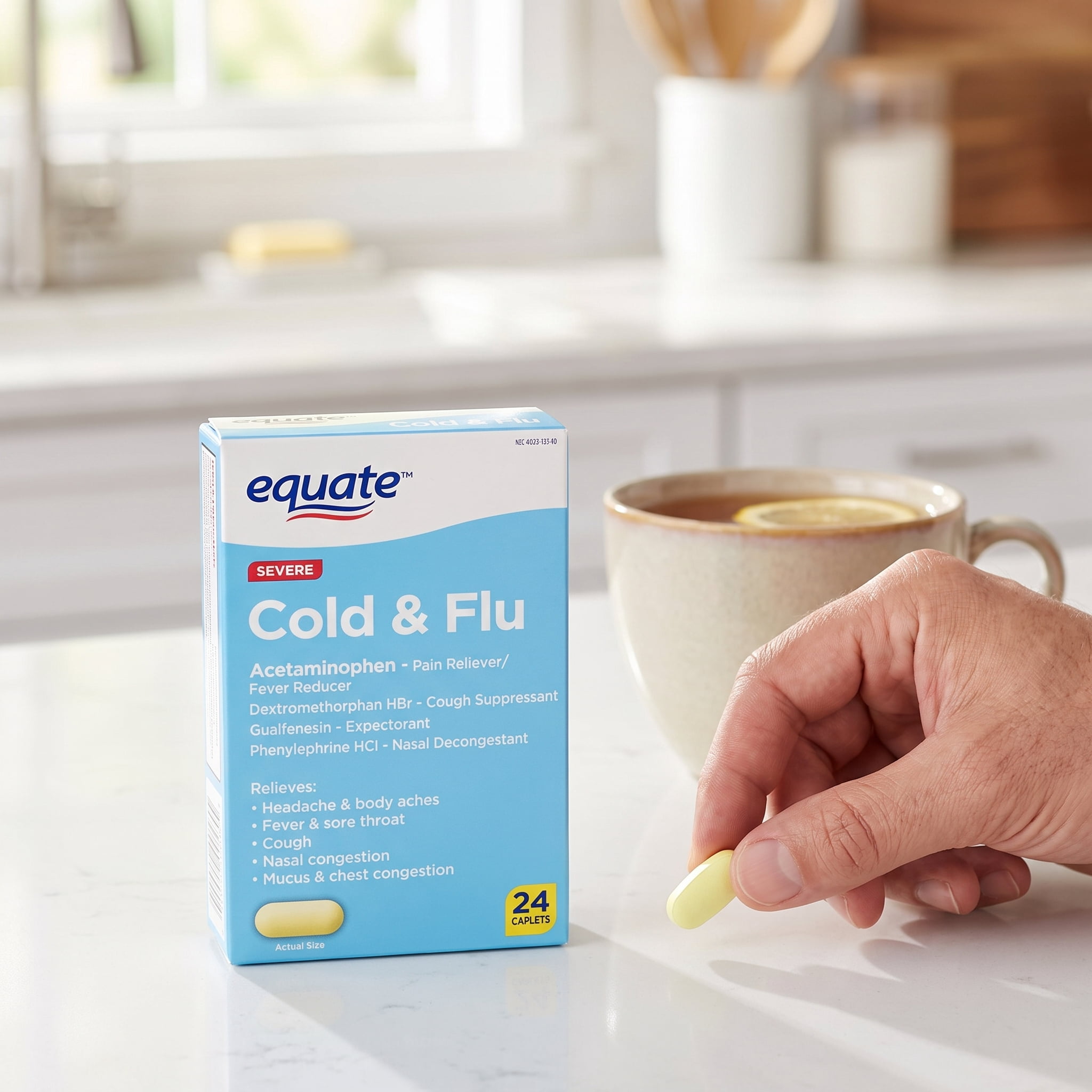 Equate Severe Cold and Flu Caplets, 24 Count