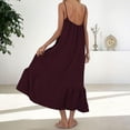 thumbnail image 5 of hotojiny Sundresses for Women Spaghetti Strap Ruffle Hem Cotton Linen Dresses U Neck Loose Fit Sleeveless Boho Long Dresses, 5 of 7