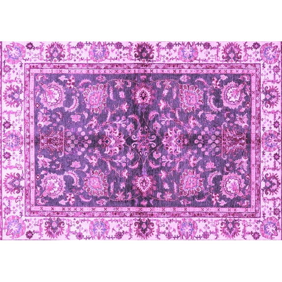 Ahgly Company Indoor Rectangle Oriental Purple Modern Area Rugs, 8' x 10'
