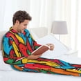 thumbnail image 6 of Naloa Colorful Arrow Graffiti Pattern Men’s Pajamas Set - Long Sleeve Button Down Sleep Shirt and Pajama Bottoms Sleepwear Set-Large, 6 of 7
