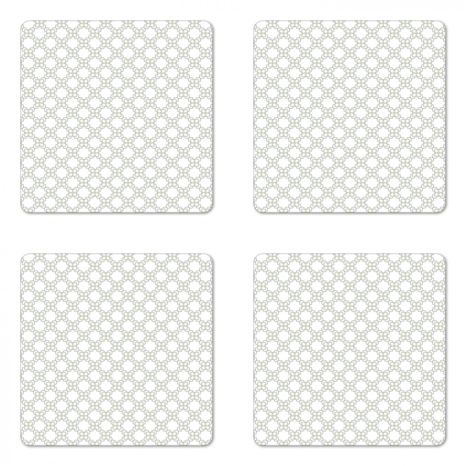 Geometric Coaster Set of 4, Abstract Ornaments in Diagonal Design and