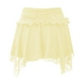 thumbnail image 3 of Women's Low Waist Lace Mini Skirt Ruffled Tiered Pleated Flowy Skirt - Polyester, S-L, 3 of 3