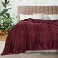 thumbnail image 2 of Unique Bargains Soft Flannel Fleece Sofa Throw Blanket, 78" x 90", Dark Maroon, 2 of 8