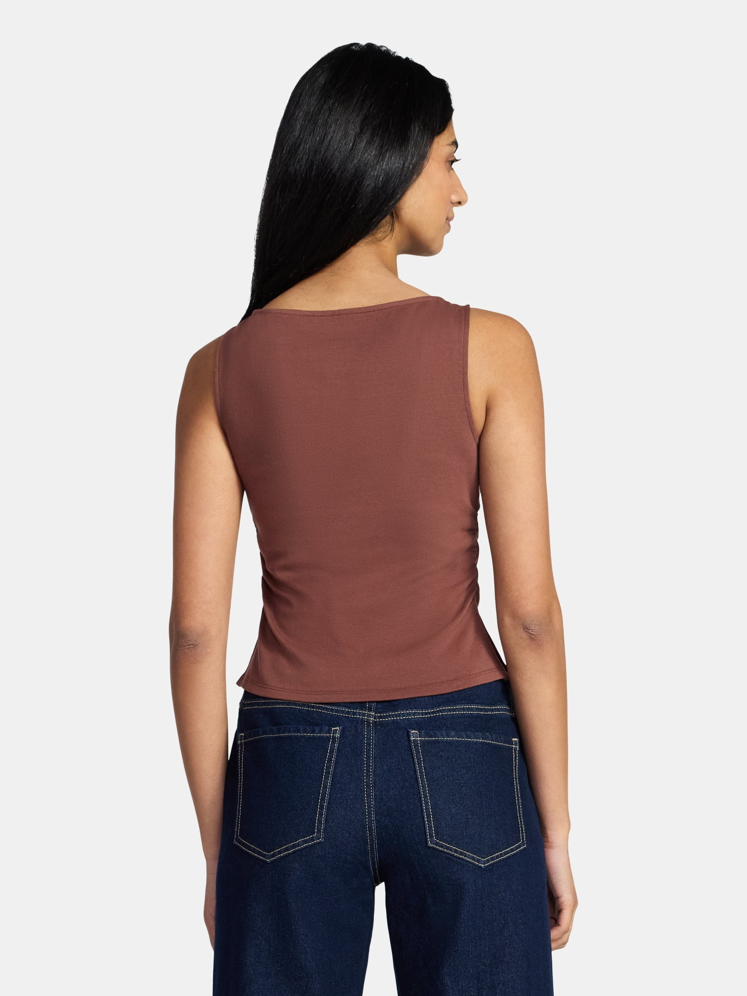 Madden NYC Women's Sleeveless Ruched Tank Top, Sizes XXS-XXL
