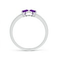 thumbnail image 2 of ANGARA Natural Two Stone Trillion Amethyst Bow Tie Ring in 14K White Gold for Women (Size-4mm) | February Birthstone, Birthday, Anniversary, Jewelry Gift for Women | Natural Amethyst Ring, 2 of 7