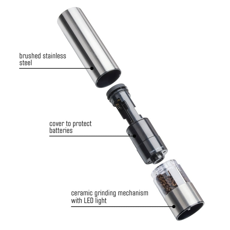 Kamenstein Electric Stainless Steel Salt and Pepper Grinder Set of 2