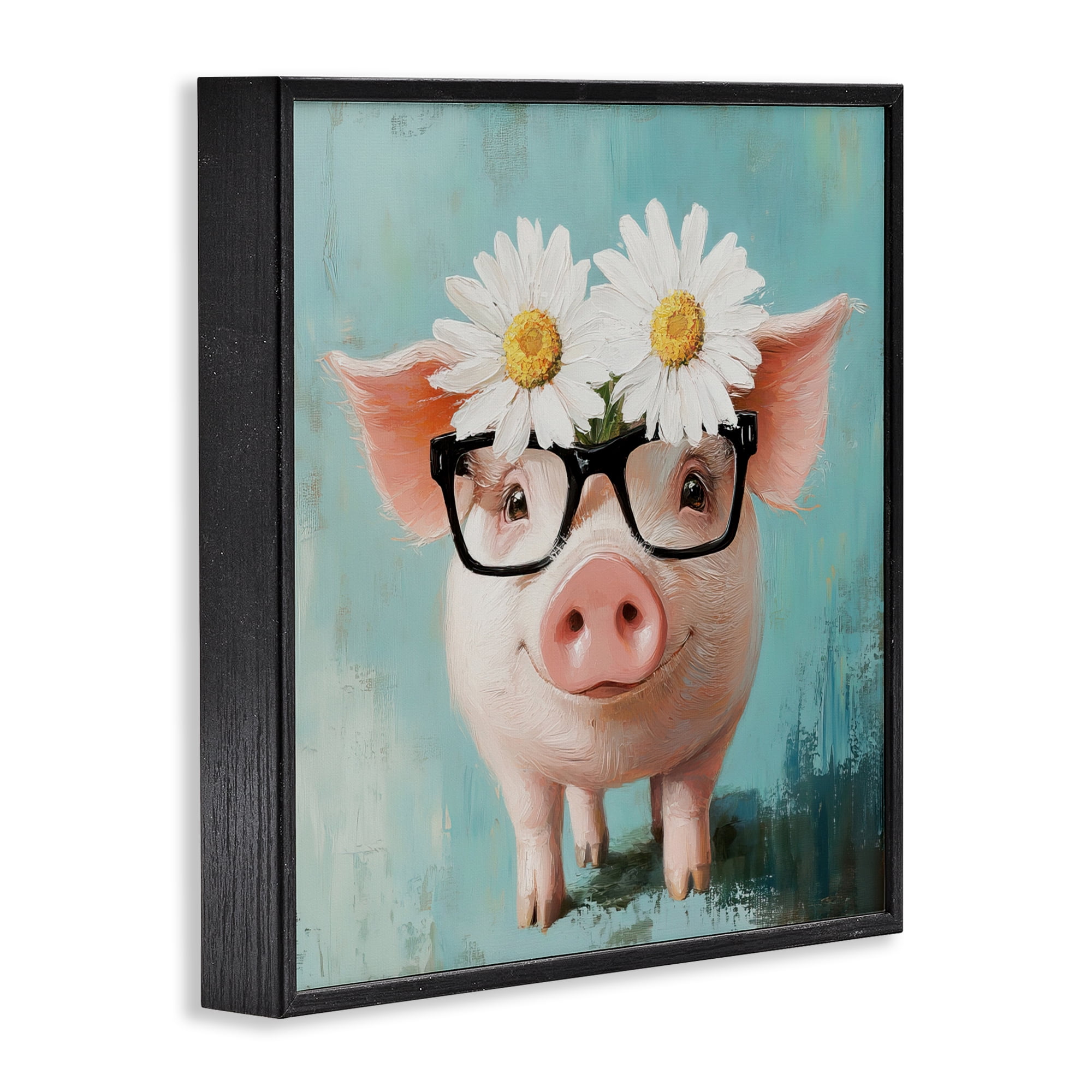Stupell Industries Nerdy Natalie Piglet Black Framed Giclee Art, design by Tina LeCour