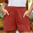 thumbnail image 5 of CPNG Girls Casual Shorts Elastic High Waist Shorts Solid Color Summer Comfy Loose Shorts with Pockets(Red,12-13 Years), 5 of 9