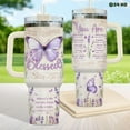 thumbnail image 2 of Purple Butterfly Tumbler with Handle and Straw, 40oz Stainless Steel Insulated Chritian Mug with Lid, Bible Verse Gifts for Women, Inspirational Gifts for Mothers Day Birthday, 2 of 6