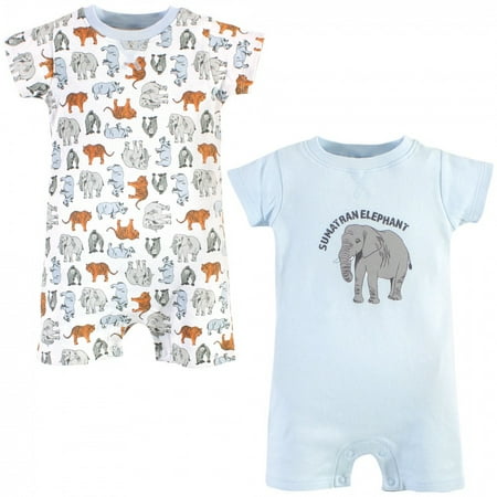 

Touched by Nature Baby Organic Cotton Rompers 2pk Endangered Elephant 12-18 Months