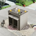 thumbnail image 3 of Patio Festival 5-Piece Outdoor Rattan Bar Dining Set in Brown/Gray, 3 of 7