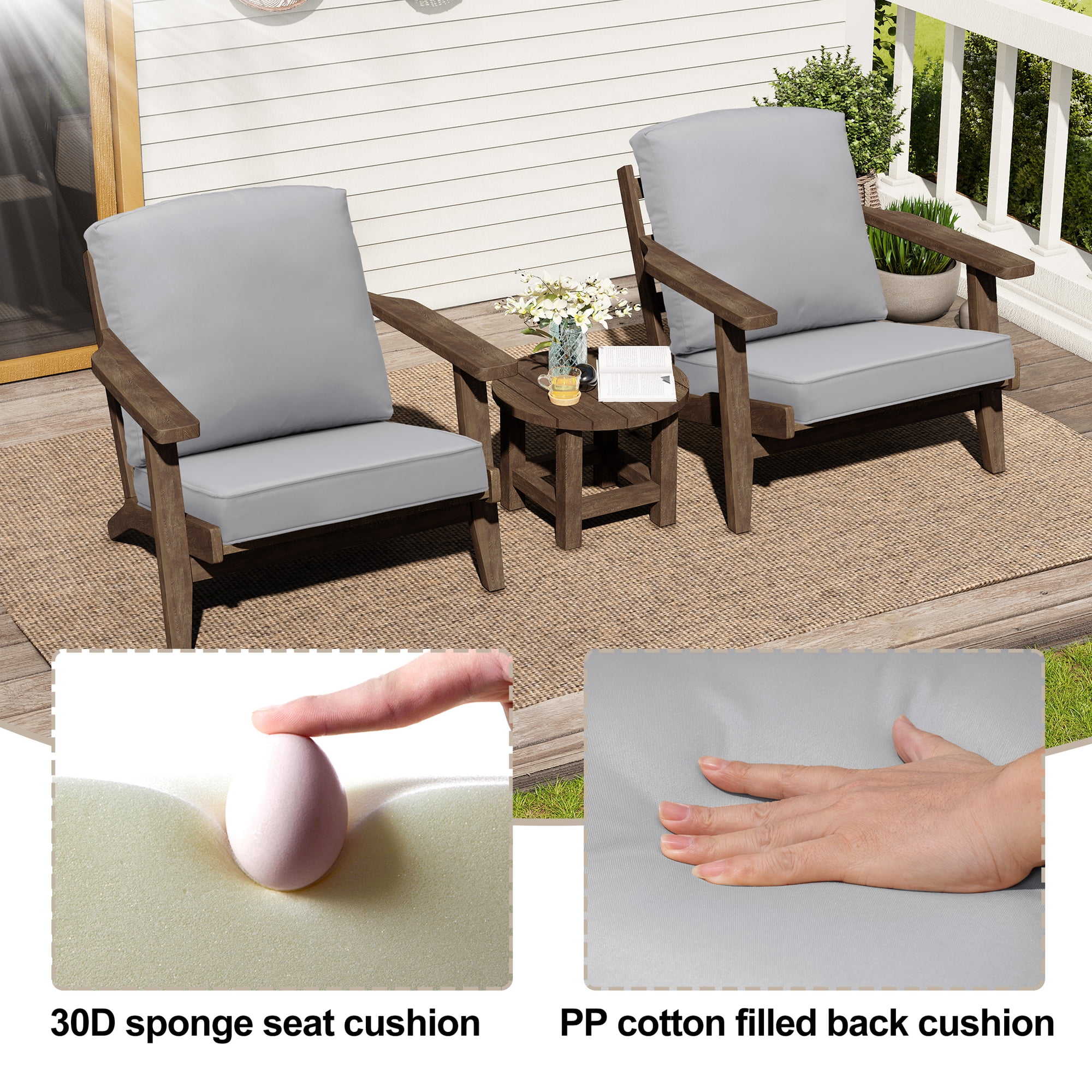 Pellebant Products Outdoor Deep Seat Cushion for Patio Furniture, 22" x 21", 3.5 Inch 30D Foam, Patio Chair Cushions with Waterproof, Fade-Resistant and Removable Covers, for Sofa, Couch, Light Geay