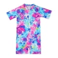 thumbnail image 3 of Ludearly Girls Rash Guard Swimsuit One Piece Short Sleeve Front Zipper Swimwear UPF 50+ Bathing Suits 11-12 Years&Camouflage, 3 of 9