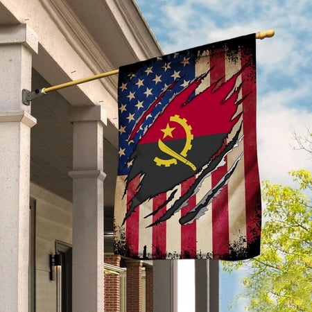 Flag Half American Flag Angolan Proud In Angola U.S.A Friendship Root House Flag, Double-Sided Decorative Outdoor Flag, Patriotic Polyester Yard Flag 29.5 x 39.5 in