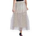 thumbnail image 2 of Tulle Skirts for Women Elastic High Waist Pleated Midi Skirt Layered Polka Dots Print Skirt Mesh A-Line Swing Skirt, S-2XL, 2 of 7