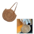 thumbnail image 3 of Clispeed Handmade Round Rattan Bag in Khaki, Bohemian Style Straw Circle Purse for Travel and Daily Use, 3 of 8