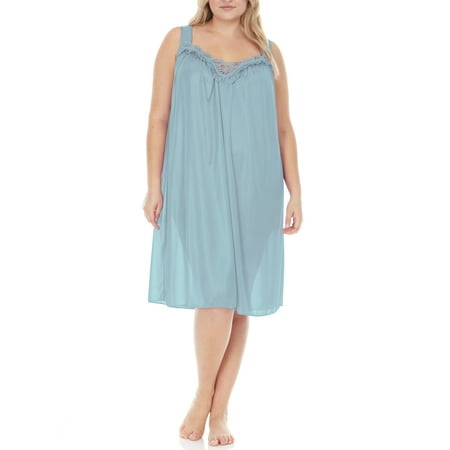 

EZI Nightgowns for Women - Soft & Breathable Satin Night Gowns for Adult Women - Medium to Plus Size Womens Sleep Shirts - Knee-Length Nightgown