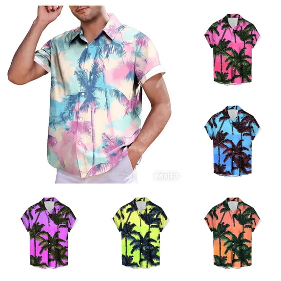 Afuyipoi Button-Up Shirt for Men,Short Sleeve Loose Relaxed Comfort T-Shirts Red 5XL