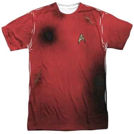 Star Trek Sci-Fi TV Series Distressed Red Uniform Adult 2-Sided Print T-Shirt