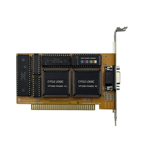 CGA Graphics Card with ISA Interface for Pentium Celeron Processors, 16KB Memory, RGBI 9-pin Output
