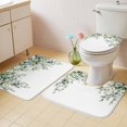 thumbnail image 4 of Spring Leaves Bathroom Rugs Set Watercolor Green Eucalyptus Leaf Non Slip Absorbent Soft Bath Mats 3 Piece Set with Bathroom Rug, U-Shaped Floor Mat, Toilet Seat Cover Large Size, 4 of 9