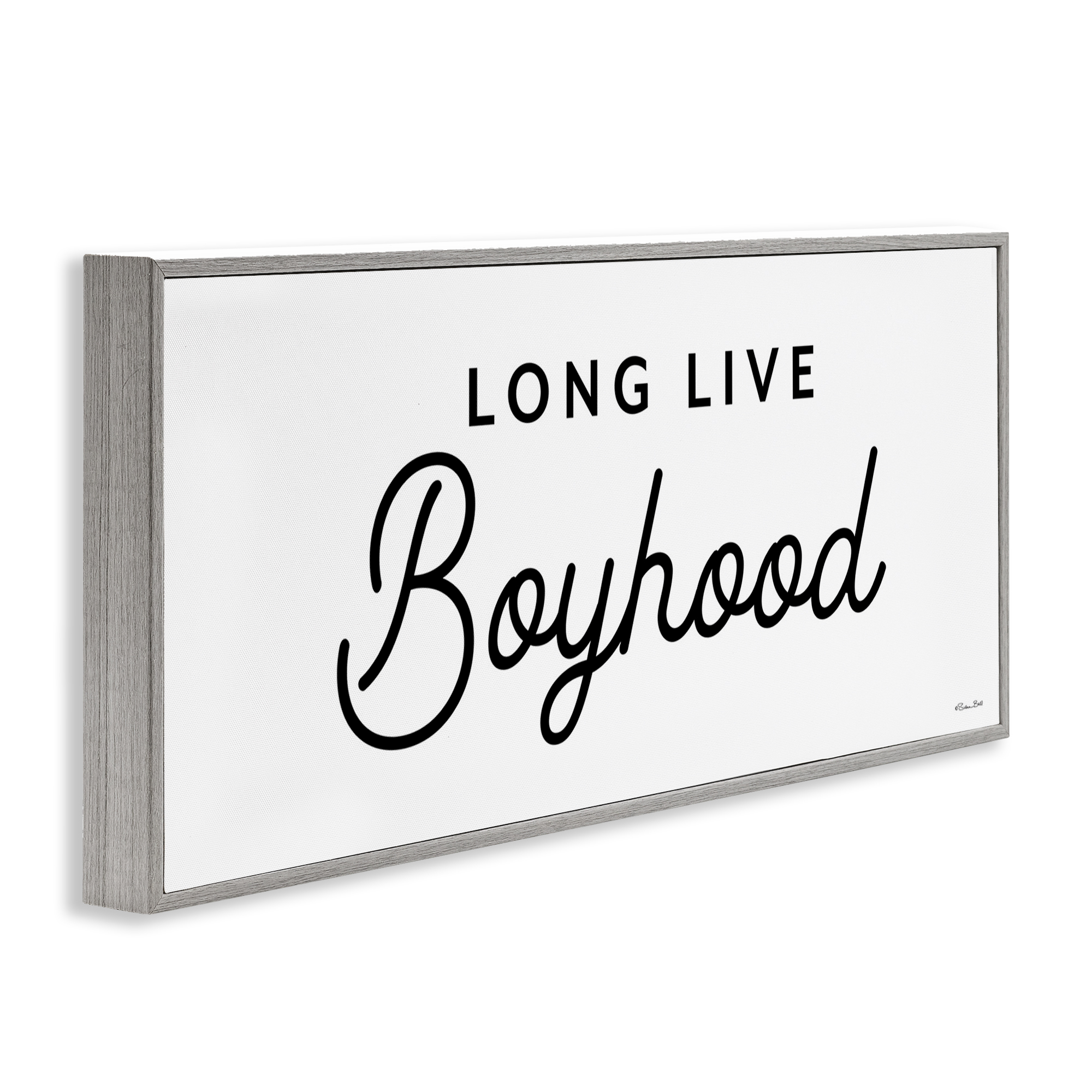 Stupell Industries Long Live Boyhood Typography Painting Gray Framed Art Print Wall Art, 30 x 13