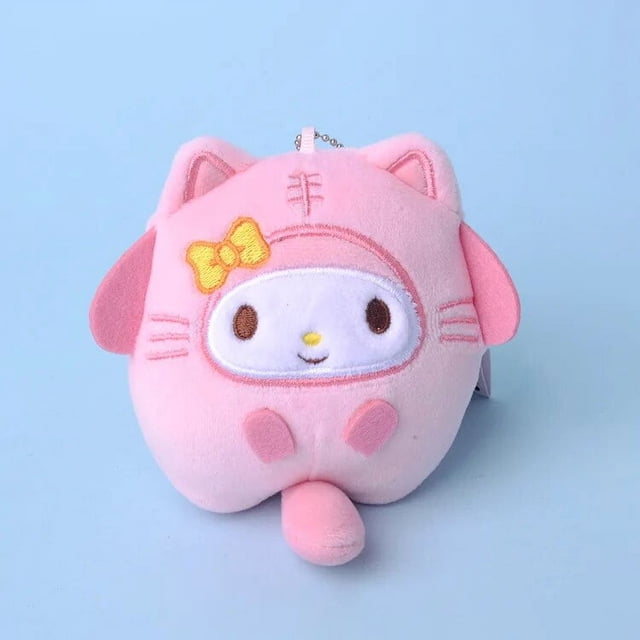 LLavero de peluche Kawaii Sanrio para niños, colgante de animales de dibujos animados de Hello Kitty Kuromi, Cinnamoroll, tigre pequeño, regalos