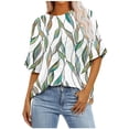 thumbnail image 2 of GaThRRgYP Womens Tops under $10,Womens Plus Size Tops Tunic Short Sleeve Shirts,Women's Ladies Fashion Casual Cropped Short Sleeve Printing Loose Shirt Blouse Top Green XXXXXL, 2 of 7