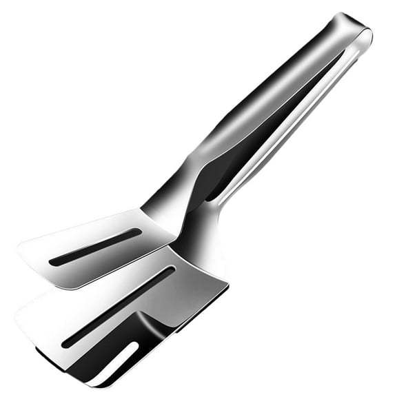 TUITOONM Stainless Steel Frying Spatula Clip 2 In 1 Multi-Purpose BBQ Grilling Spatula Tool Fish Steak Frying Spatula Home Kitchen Food Clip