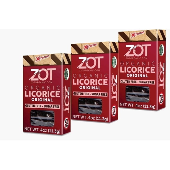 ZOT 100% pure Organic Licorice extract, Original flavor, 0.4 oz flip-top box, Set of 3