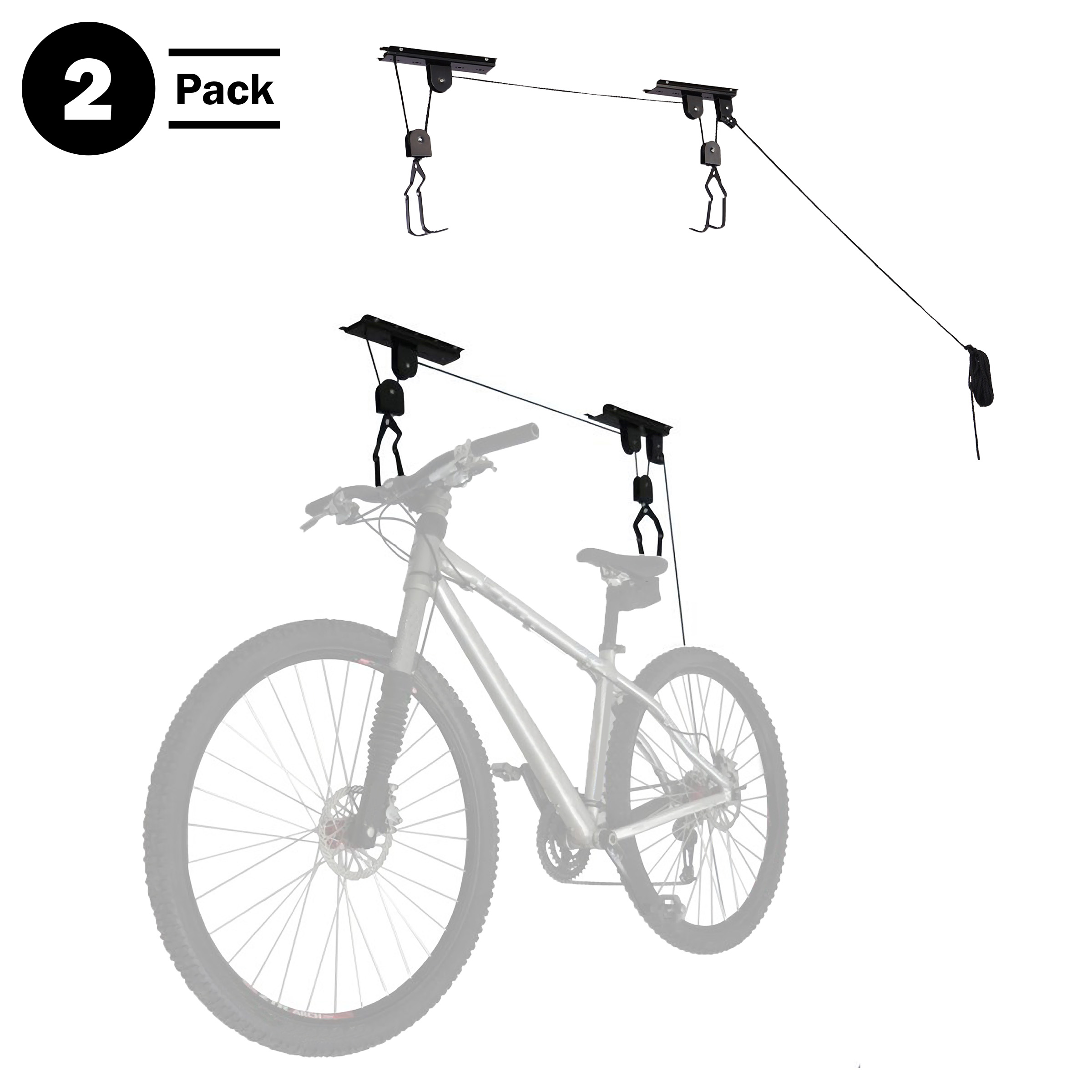 Rad Cycle Garage Hoist Pulley Bike Hanger Set of 2 for Overhead Ceiling Storage