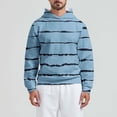 thumbnail image 2 of Penkiiy Mens Stripe Print Waffle Hooded Sweatshirt Casual Long Sleeve Drawstring Waffle Knit Pullover Hoodies XL Sky Blue, 2 of 4
