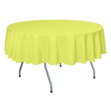 Ultimate Textile 72-Inch Round Polyester Linen Tablecloth Lemon Yellow