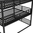 thumbnail image 4 of Queen over Full XL over Queen Size Triple Bunk Bed Frame with Safety Guardrails and Ladder, Heavy-duty Metal Bunk Beds Frame with Noise-reduced Design, Mattress Not Included, Black, 4 of 9