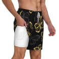 thumbnail image 3 of Picia Golden Glitter Butterflies pattern Mens Swim Trunks with Compression Liner Stretch Beach Shorts Quick Dry with Zipper Pockets No-Chafing Board Shorts-XX-Large, 3 of 9