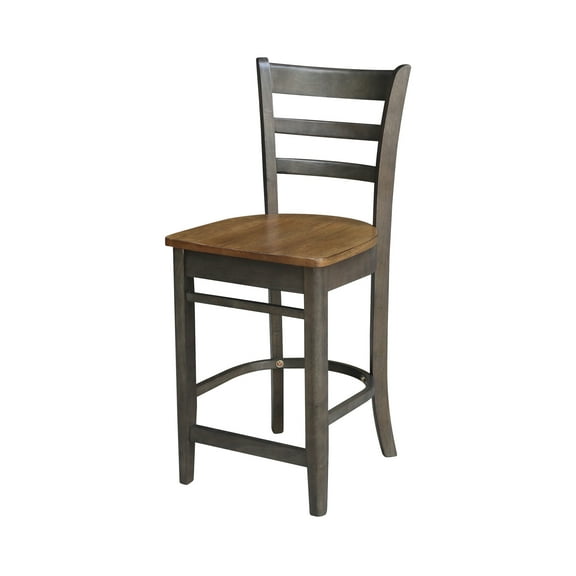 International Concepts Wood Emily Ladder Back Counter Height Stool - 24" Seat Height - Hickory/Washed Coal