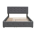 thumbnail image 6 of Modern Upholstered Platform Bed with 2 Storage Drawers and Twin XL Trundle, Queen Size Linen Fabric Bed Frame with Headboard, No Box Spring Needed, Dark Gray, 6 of 9
